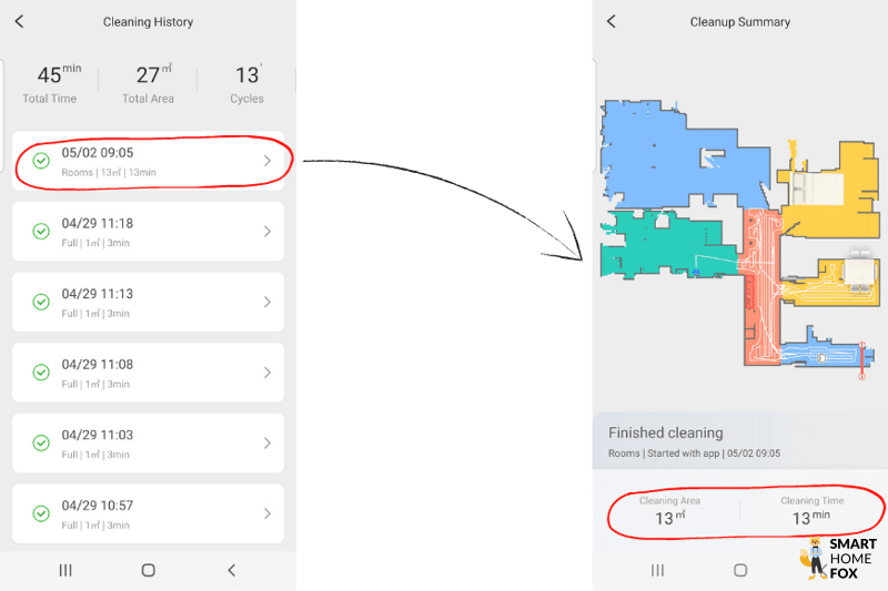 Reinigungshistorie ist in der Roborock Q7 Max+ App einsehbar